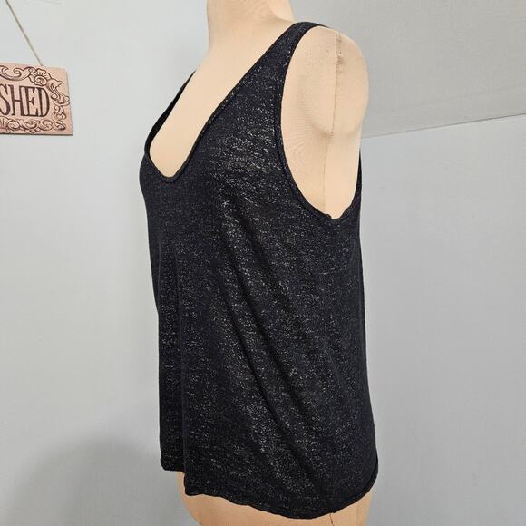 Zadig & Voltaire Black Linen Sheer Racerback Tank Top Butterfly Medium Y2K Goth - Picture 5 of 14